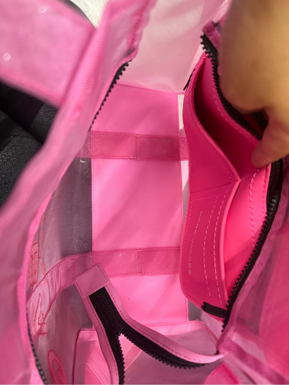 Marc Jacobs Pink The Tote Bag - Clear Mesh with Strawbery Charm - Picture 4 of 5